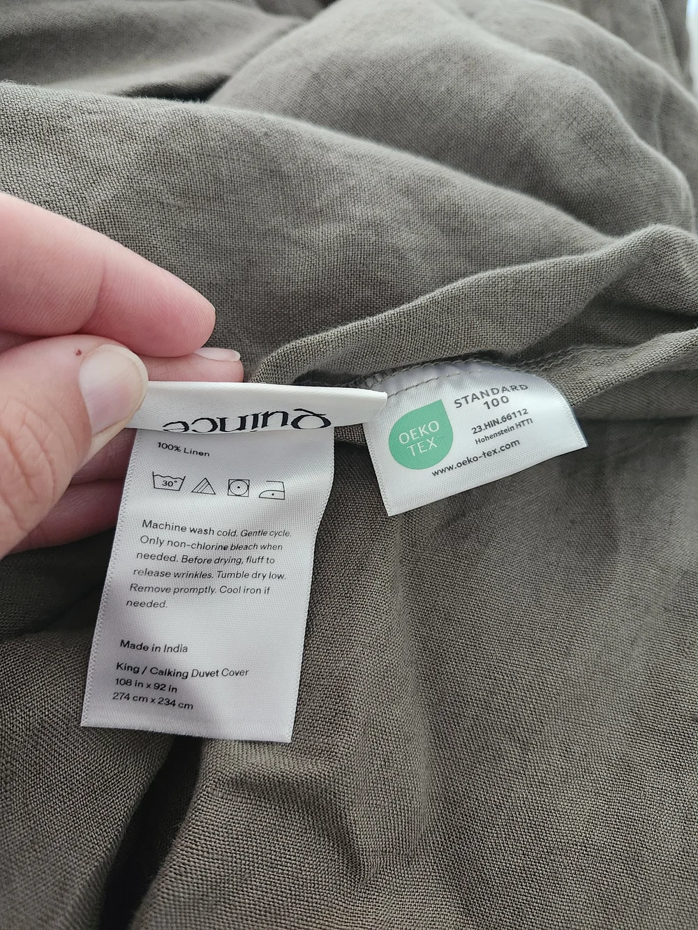 Quince European Linen Duvet Cover King/Cal King Dusty Olive NWOT